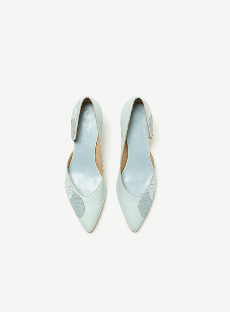 scarpin feito a mão cor de menta costela de adão zabeth