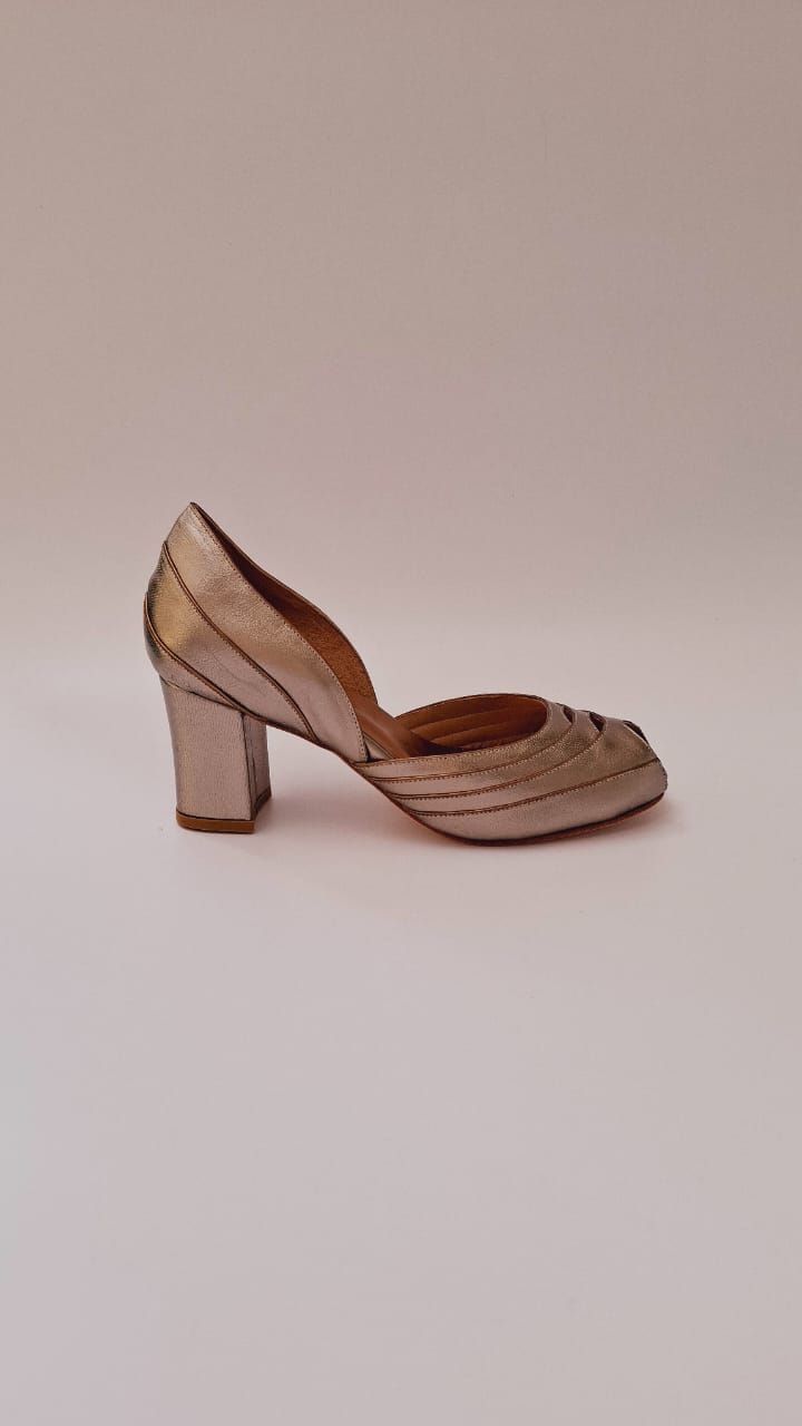 peep toe Orquídea prata velho