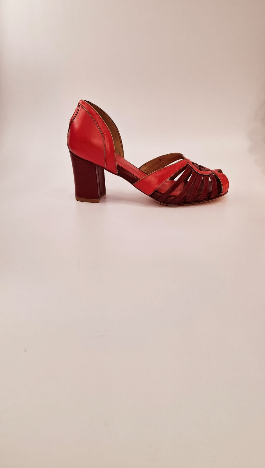 peep toe Alinne cereja e vermelho